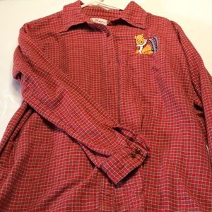 vintage red long sleeve disney button down shirt